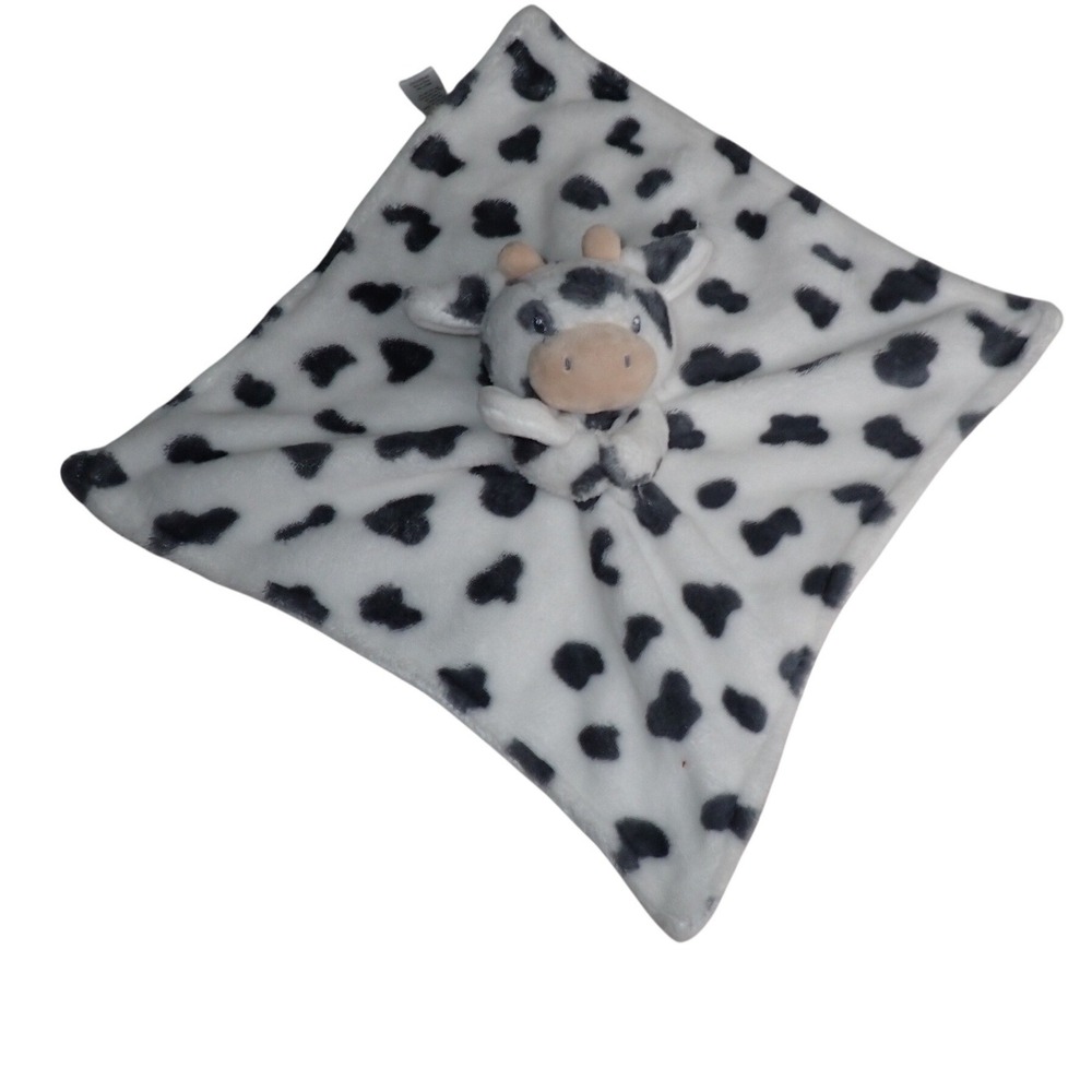 Carter's Kids Cow Plush Lovey Security Blanket White Black Spots OS Holstein